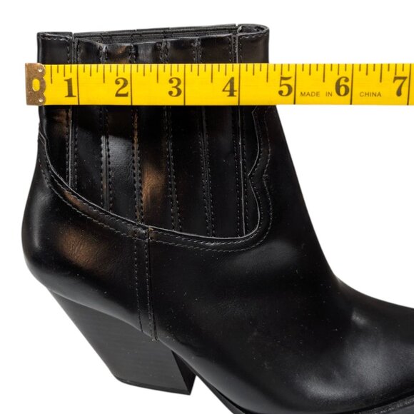 Zara Cowboy Ankle Boots Womens Black Faux Leather Pointed Toe EU 40 US 9 NWOT - Picture 10 of 12